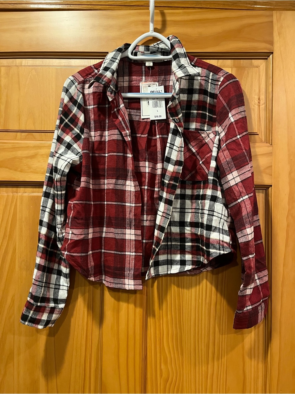 Women’s Cropped Red Plaid Button-Up - No Comment